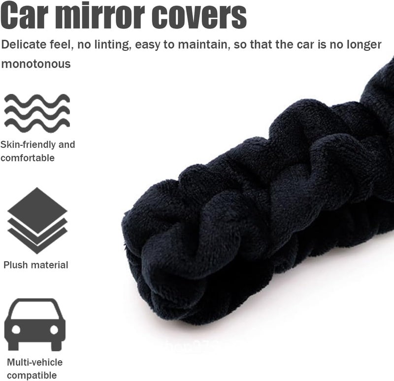 Bittwee Car Rearview Mirror Cover, Auto Interior Elastic Comfortable Rear View Mirror Protector Decorative Accessories for Girls Women Man Gift, Universal for Vehicles, SUV, Truck, RV (Black/Red) - Image 3